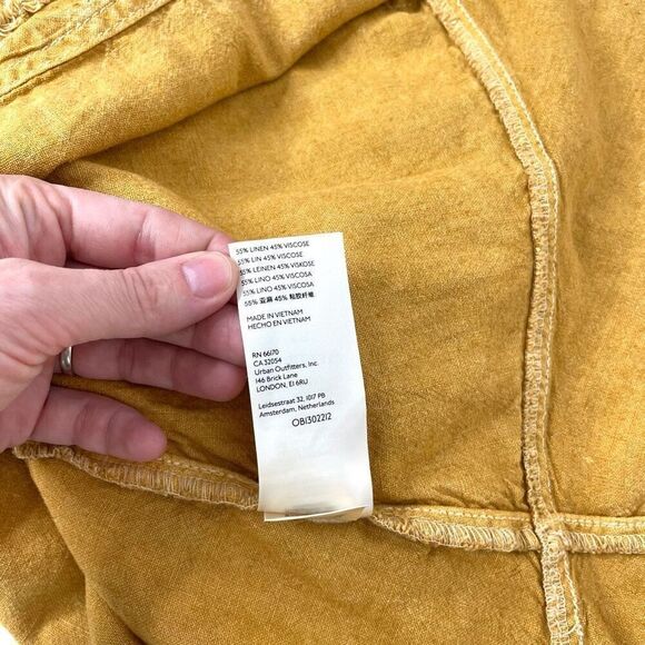 Anthropologie Pilcro linen blend Flounced Mini Skirt‎ Size XL yellow mustard - Picture 10 of 10